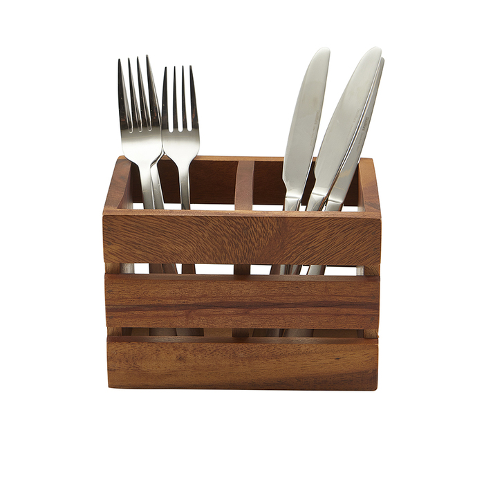 Підставка для столових приладів, 2 відділення, дерево, акація, GenWare