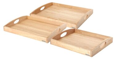 Набір підносів для обслуговування 3 предмета, каучукове дерево 44 x 35 см, 50 x 39 см і 54 x 42 см Continenta