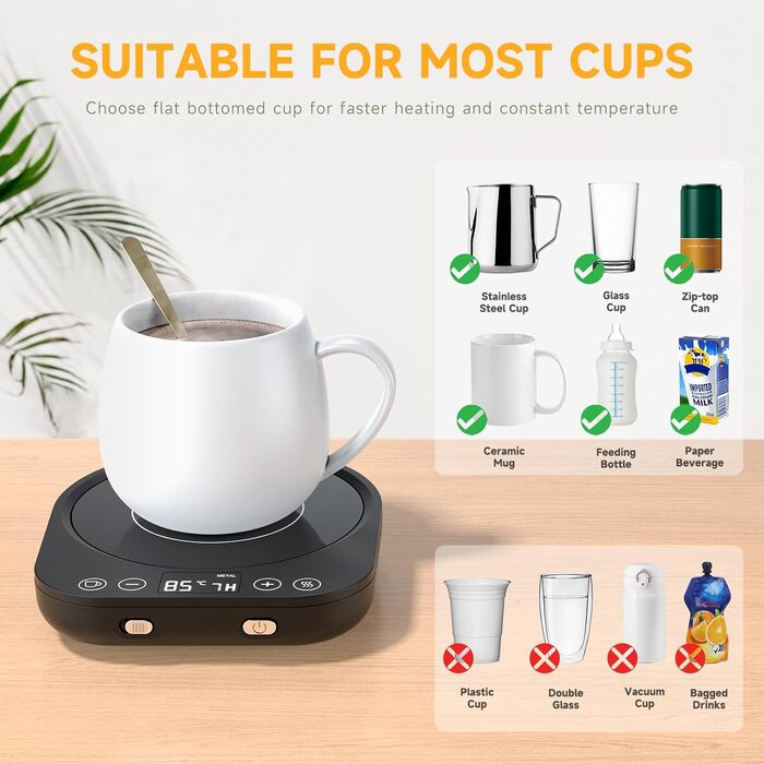 Електричний підігрівач для чашок 36 Вт, чорний BTOYM