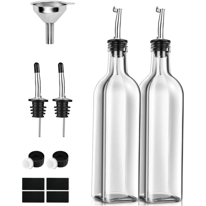 Дозатор для олії та оцту 250 мл, набір 2 предмети, прозорий PANENDIANO