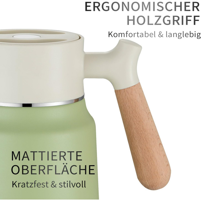 Термос-кавник 1,5 л нержавіюча сталь, зелений VETIN