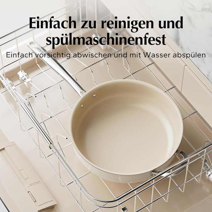 Сковорода с керамическим покрытием и стеклянной крышкой 28 см, бежевая Redchef