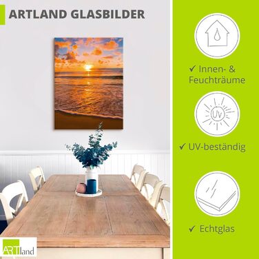 Настінний декор скляні картини настінна картина скляна картина цільна 40x40 см квадрат пляж море сонце карибський пейзаж узбережжя схід сонця морський S7LE (Тропічний пляж, 80Д x 60Ш см)