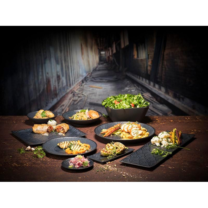 Тарілка меламінова 14,5 см, чорна з хвильовим декором DARK WAVE APS