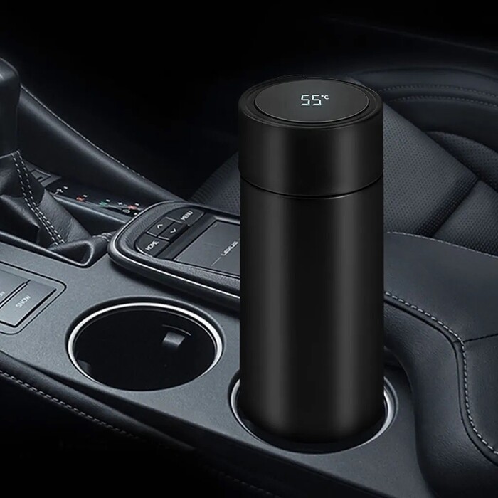 Термос Fissman 390 мл колір чорний нержавіюча сталь (9866)