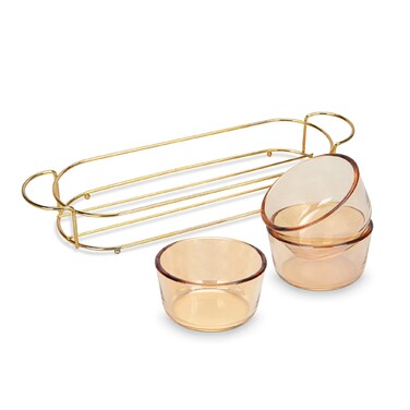 Мінажниця Fissman 36x10,5x5,7 см на металевій підставці 3 секції по 240 мл скло (16391)