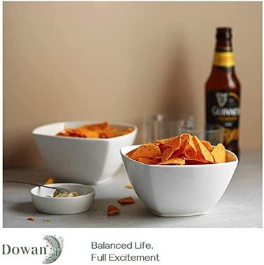 Мл Пластівці Набір з 6 шт. , білі квадратні миски для супу, порцелянові сервірувальні миски для закусок, салат, макарони, десерт, варення, можна мити в посудомийній машині та мікрохвильовій печі, 770