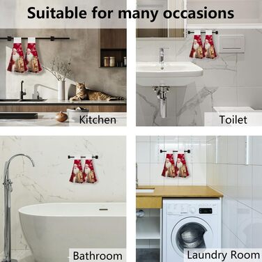 Набір з 2 різдвяних кухонних рушників 31,5 x 34,5 см з петлею для підвішування, Санта Клаус WADORN