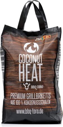 Барбекю-Торо Кокосове тепло Брикети кокосового гриля преміум-класу для тривалих робіт, 100 кокосова шкаралупа Кокосове вугілля для голландської печі Кокосові брикети Вугільний гриль Вугільний кокосовий брикет для барбекю (Кокосове тепло - для коротких роб