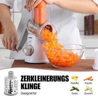 Терка для сыра/овощей с 3 ножами барабана серый Geedel