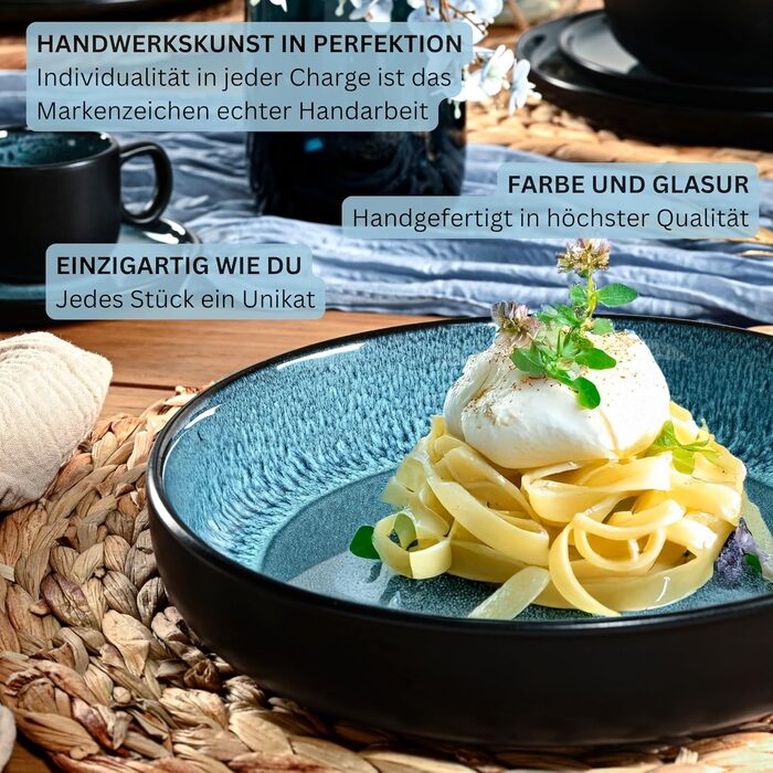 Кам&39яні миски для пасти 6 предметів, набір мисок для пасти на 6 осіб, набір мисок можна мити в посудомийній машині та мікрохвильовій печі, велика багатофункціональна миска темно-сірого кольору 750 мл VALUE COLLECTION (Vigo, набір посуду з 24 предметів)