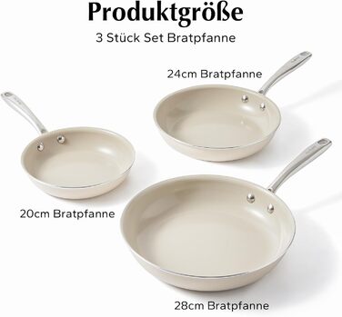 Набір керамічних індукційних сковорідок 20/24/28 см Redchef