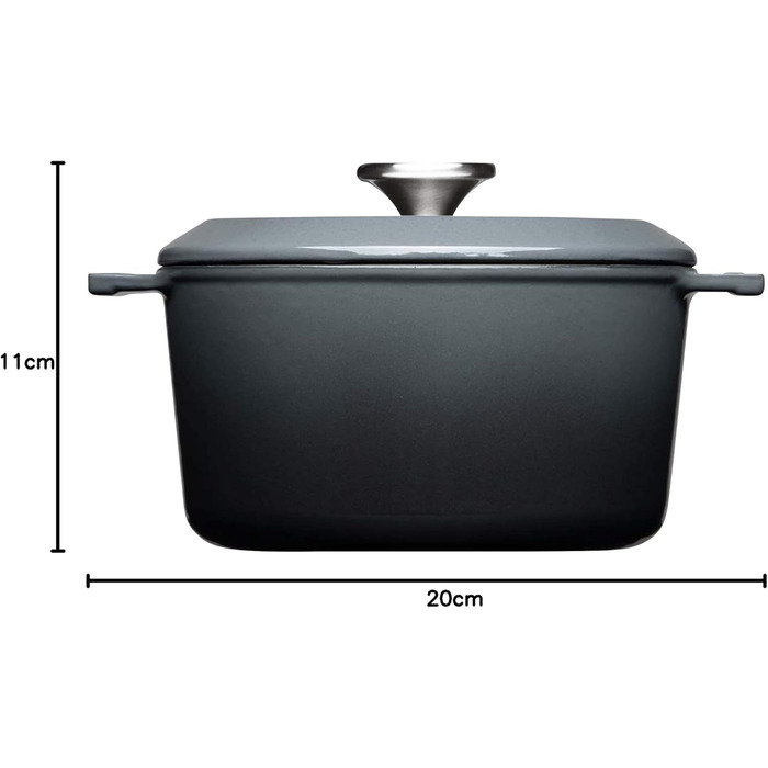 Чавунна каструля Ø 24 см, синього кольору, з кришкою та силіконовими ручками емальований чавун, підходить для індукції та духовки для всіх типів плит Ø 24 см, висота 11 см, 4,2 літра (сіра, Ø 20 см, 11 см, 2,8 літра)