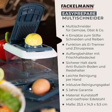 Багатофункціональний подрібнювач овочів з 11 різними насадками 25,5 x 14,9 x 9,5 см Fackelmann