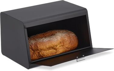 Хлібниця з нержавіючої сталі 34,5 х 23,5 х 20,5 см чорний Relaxdays