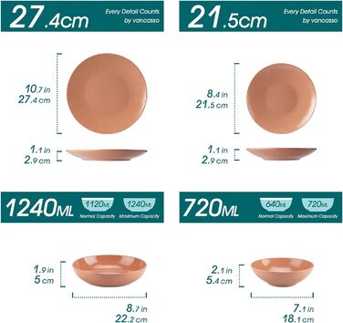 Столовий сервіз з керамограніту, комбінований сервіз vancasso з 32 предметів Карст з фаянсу, набір посуду у вінтажному вигляді на 4-12 осіб (Sabine-tc, посуд на 8 осіб)