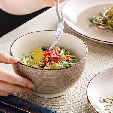 Комбінований сервіз фаянсовий, обідній сервіз з ручним розписом Vancasso Bella, марокканський стиль, вінтажний зовнішній вигляд, ручний розпис, на 12 осіб (обідній сервіз з 16 предметів, шоколад Bella)