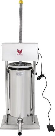 Промислова машина для наповнення ковбас Beeketal &39BTH07&39 з нержавіючої сталі (об&39єм 7 л/горизонтальна конструкція), професійна машина для наповнення ковбас з 2-швидкісним повністю металевим механізмом і рукояткою, включаючи 5 насадок для напов