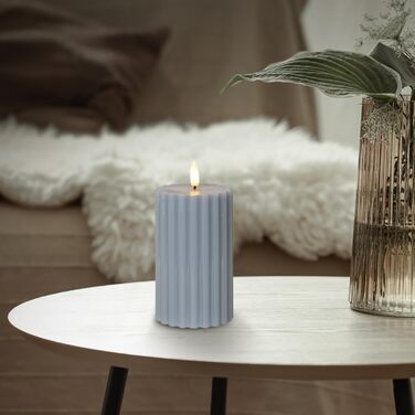 Світлодіодна свічка Стовпчик у формі зірки () світлодіодна воскова свічка з мерехтливим полумям, 15 см x 7,5 см, функція таймера, працює від батарейок (батарейки не входять до комплекту) для використання в приміщенні, зелена (синьо-сіра)