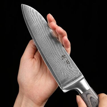 Набір ножів з дамаської сталі Wakoli Edib з 4 предметів, гострі леза від 8 до 18 см, набір кухонних ножів преміум-класу з 67 шарів дамаської сталі з ручками з дерева пакка, набір кухонних ножів преміум-класу з дамаської сталі та професійний шеф-кухарський