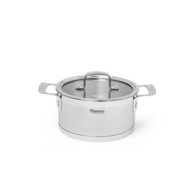 Каструля Fissman FOBUS 16x9 см /1,6 л  із скляною кришкою (5381)