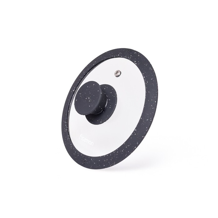 Кришка Fissman 16 см ARCADES з 'мармуровим' силіконовим обідком колір чорний скло (19900)