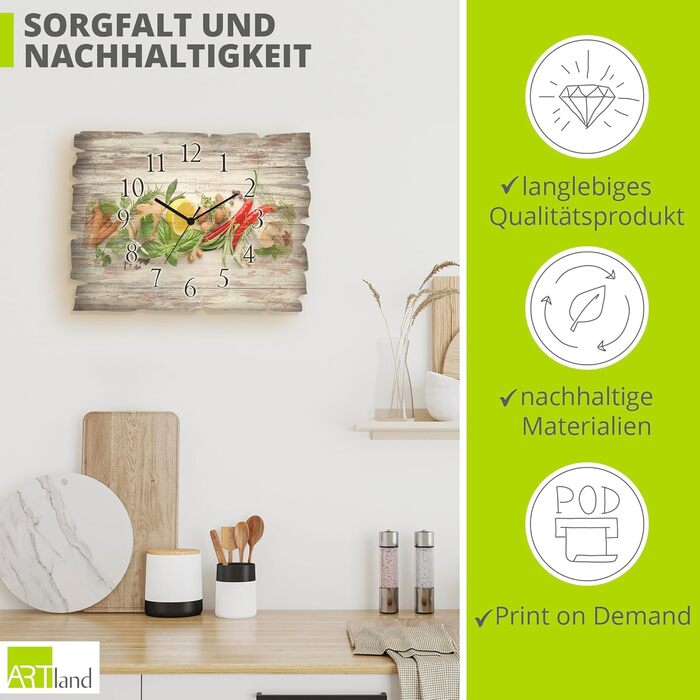 Настінний годинник без цокання 40 x 30 см ARTLAND