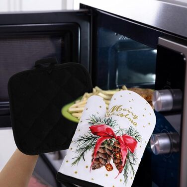 Різдвяний набір з 2 прихваток та 2 рукавичок для духовки, 4 предмети, різнокольоровий Cabilock