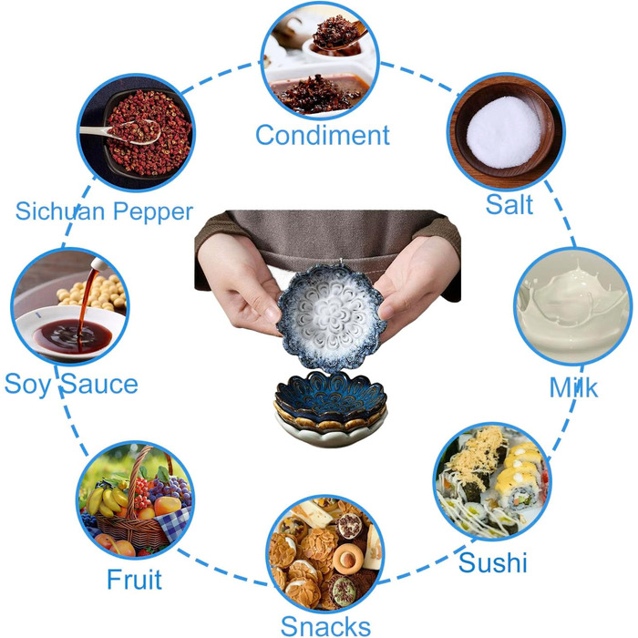 Набор из 6 мисок для соуса бело-голубой Sightday