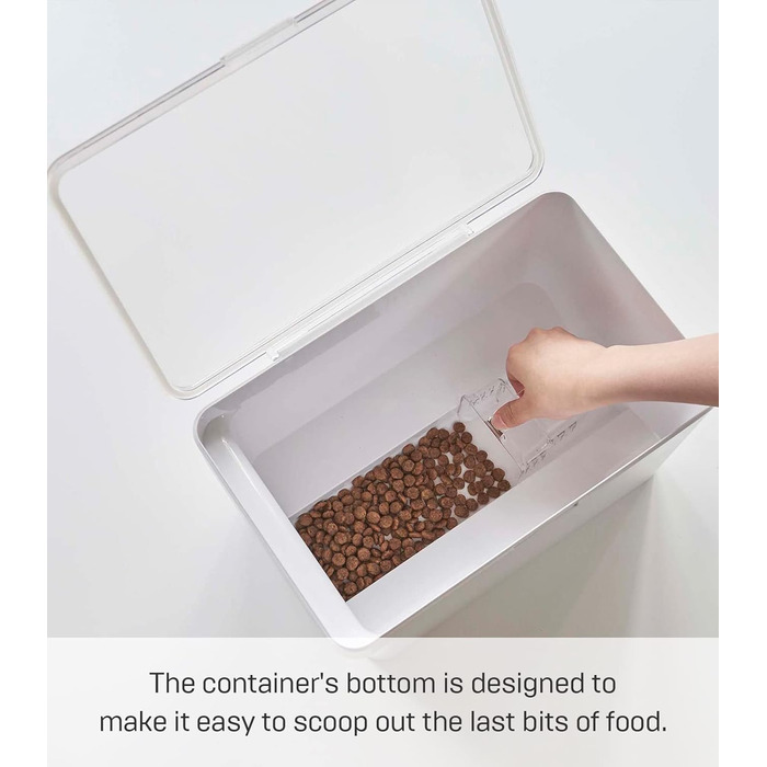 Контейнер для корму для домашніх тварин з мірним стаканчиком, білий, 6 л, сухий корм приблизно 3,5 кг, ABS СМОЛА/СИЛІКОН, 5611