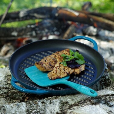 Кругла пательня гриль Fissman 30x4,0 см з боковими ручками емальований чавун (4044)