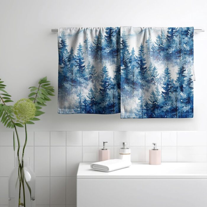 Різдвяні кухонні рушники Kwlegh, рушник для рук, різдвяна ялинка, цукерка-тростина, сніжинка, рушник для пальців, набір з 2 шт. , милий чоловічий банний рушник, високопоглинаючі рушники, 36 x (Сніжний ліс)