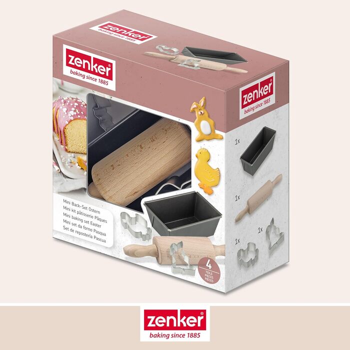 Пасхальный набор из 4 шт. - Идеально подходит для творческой пасхальной выпечки - Маленькая булочка из теста, маленькая форма для выпечки хлеба и две формочки для печенья с пасхальными мотивами - Детская посуда для выпечки Аксессуары для выпечки