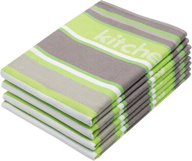 Набір кухонних рушників ZOLLNER із 4 бавовняних рушників 50x70 см поглинаючі та міцні кухонні рушники можна прати до 60C мятні смужки якість для громадського харчування сертифіковано Oeko-Tex (зелений)