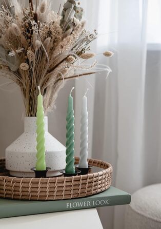 Свічки з крученим конусом, виготовлені в Італії, доступні 25 кольорів, лаковані настільні свічки, спіральні свічки з тривалим часом горіння 5 годин, декоративні свічки, 6 шт. , 2,2 x 21 см (світло-сірі)