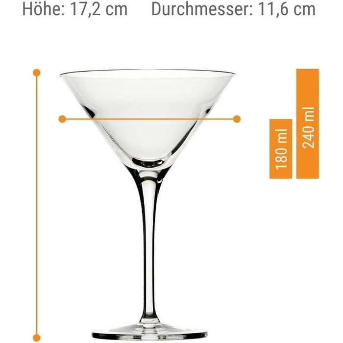 Коктейльні чаші 240 мл, набір з 6 келихів, Grandezza Stölzle Lausitz