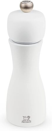 Мельница для перца Мельница для соли Таити 15 см Duo Перец Кристаллическая соль - Классическая регулировка помола - Изготовлен из древесины, сертифицированной PEFC - Французское ноу-хау - Черный и матовый белый (Соляная мельница, матовый белый)