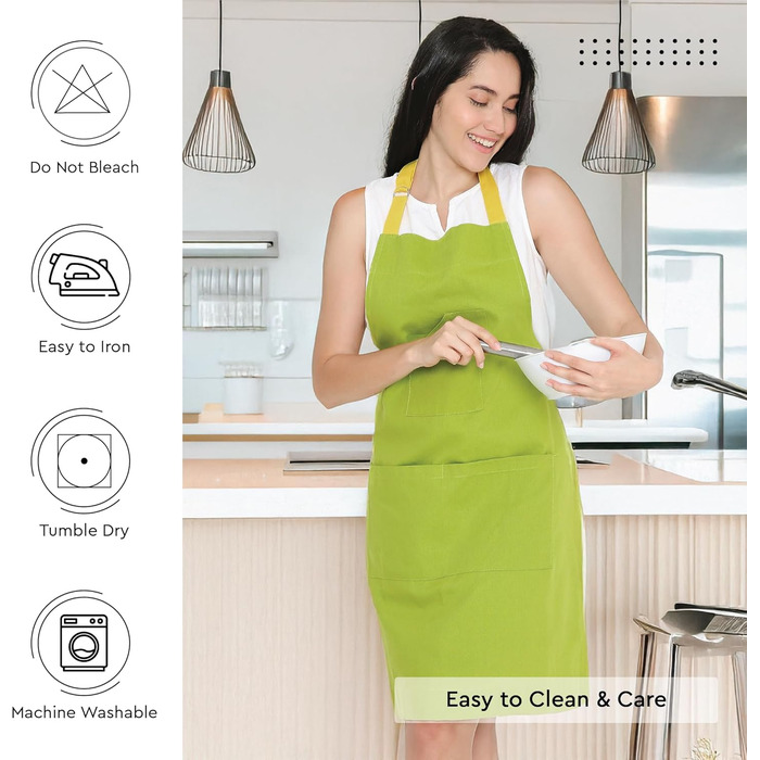 Регулируемый кухонный передник с карманами 68 x 85 см лаймово-зеленый Encasa XO