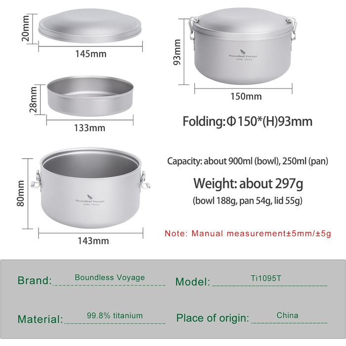 Набір для кемпінгу 900 мл. Boundless Voyage Ti1095T