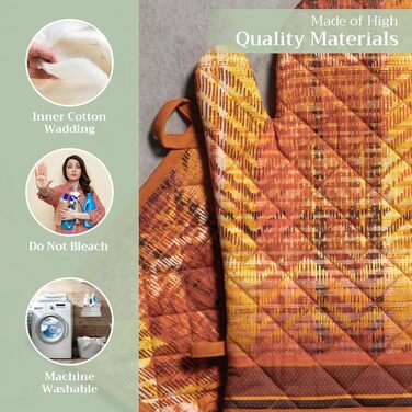 Рукавички для духовки Maison d&39 Hermine, Прихватки для каструль, 100 бавовна, термостійкі кухонні рукавички, рукавички для духовки (19 x 33 см) та прихватки для каструль (20 x 20 см) для приготування їжі, Morzine - Рукавички для духовки (19 x 33 см) та 