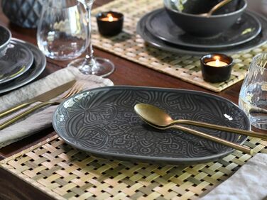 Серія Набір посуду Orient Mandala з 18 предметів, набір тарілок з порцеляни (набір тарілок 2 шт. и, камінь), 21627