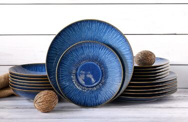 Серія Sea Breeze зелений, набір посуду, 18 предметів (набір тарілок, синій), 10688