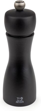 Мельница для перца Мельница для соли Tahiti 15 см Duo Pepper Crystal Salt - Классическая регулировка помола - Изготовлен из древесины, сертифицированной PEFC - Французское ноу-хау - Черный и матовый белый (Pepper Mill, матовый черный)