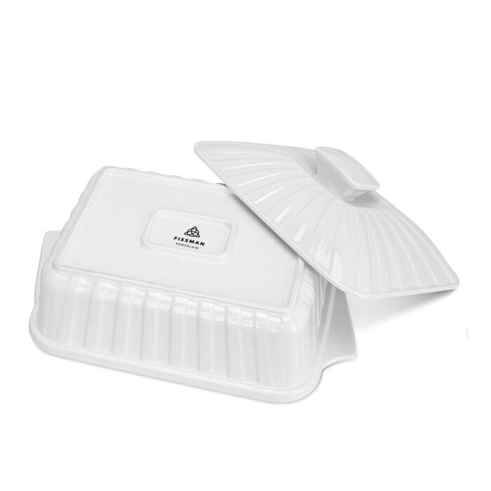 Прямоугольная форма для запекания Fissman 25х19х13 см/1,6 л с крышкой фарфоровая цена (14173)