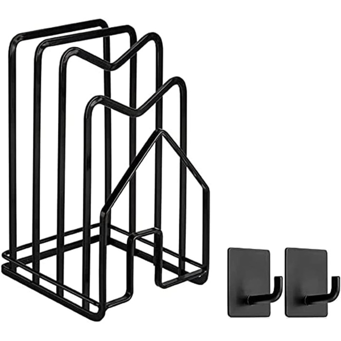 Металлическая стойка для для кухонной столешницы, 12,5 x 14,5 x 21,5 см, (черный с 2 клейкими крючками) LINFIDITE