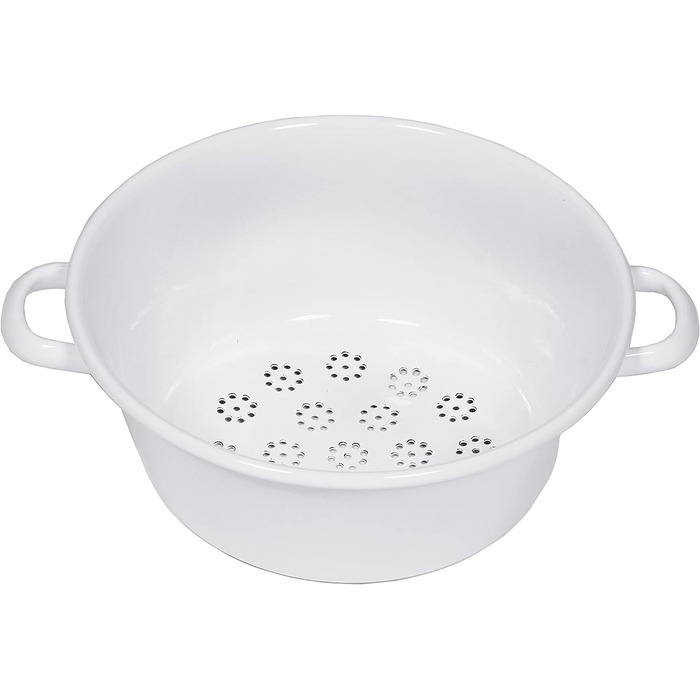 Сито овочеве, КЛАСИЧНЕ-БІЛЕ, діаметр 26 см, висота 11,5 см, емаль, біле, сито універсальне, з 2 ручками, 0328-033