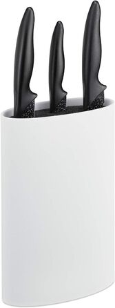 Ножовий блок овальний, відсік для ножів зі щетиною, 22 x 16,5 x 6,5 см, білий Relaxdays