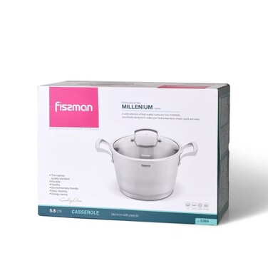 Каструля Fissman MILLENIUM 24x14 см / 5,6л з кришкою (5364)