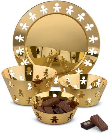 Ваза для фруктов 23х12,2 см, позолоченная Girotondo Alessi