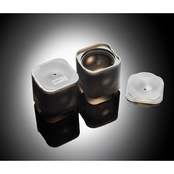 Силіконова льодогенератор Lurch ICE FORMER преміум-класу з кришкою на 20 кубиків льоду розміром 3 см, чорний, кубик 3 см (кулька Ø 6 см)